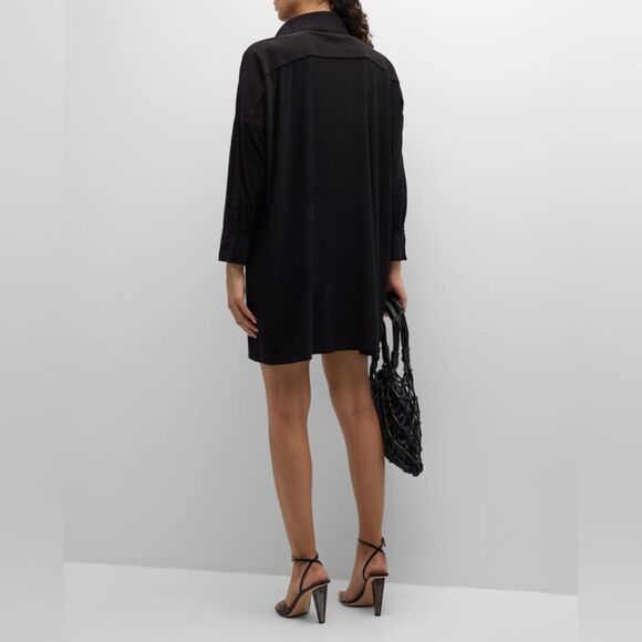 Norma Kamali Boxy Coverup Beach Shirt Tunic Dress Large Black Stretch Jersey - Picture 4 of 13